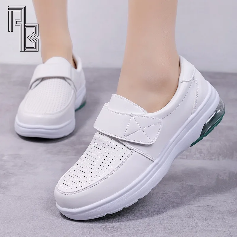 

1 Pair Platform White Shoes Women Casual Comfortable Light Nurse Work Shoes Fashion Slip on Non-slip Loafers Chaussure Femme