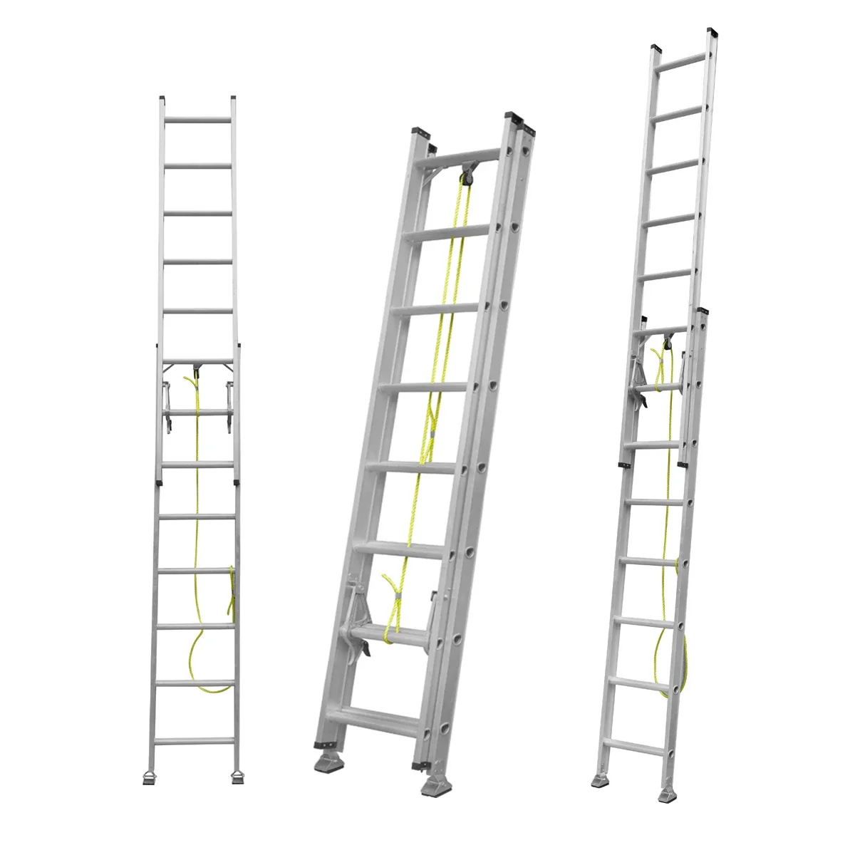 EN131 Foldable Ladder Aluminum 2 Section Extension Ladder 2x8 Steps Slide Ladder With Rope