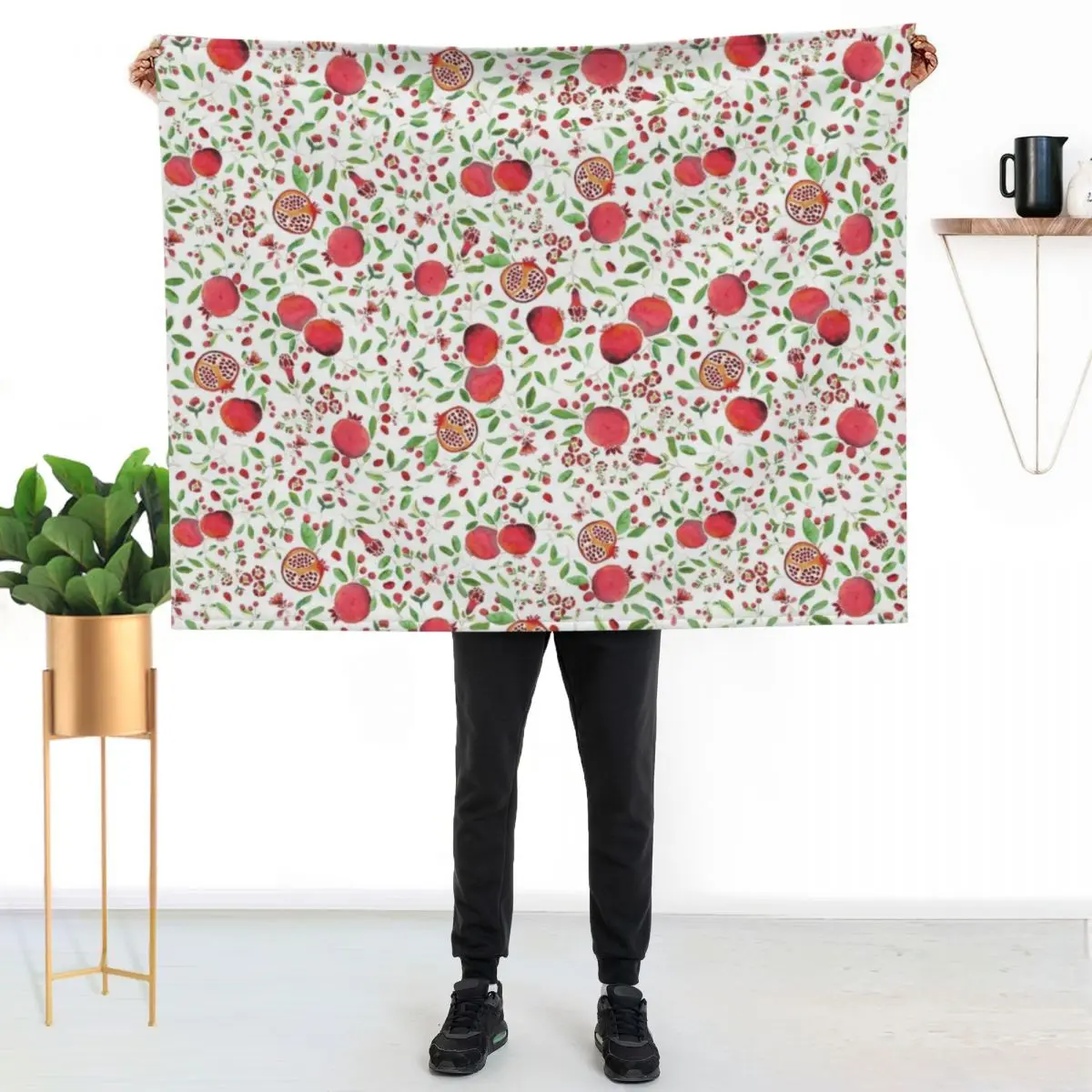 

Pomegranates on White Background by MarcyBrennanArt Throw Blanket Soft Home Decor Blanket for Couch Bedroom
