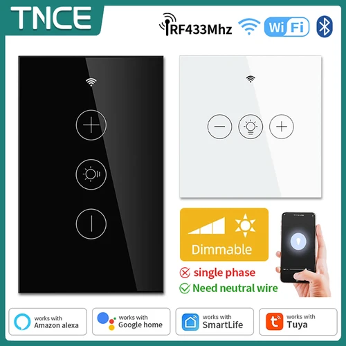 TNCE-atenuador inteligente con WiFi, interruptor de luz táctil inalámbrico, Control por voz, funciona con Alexa y Google Home