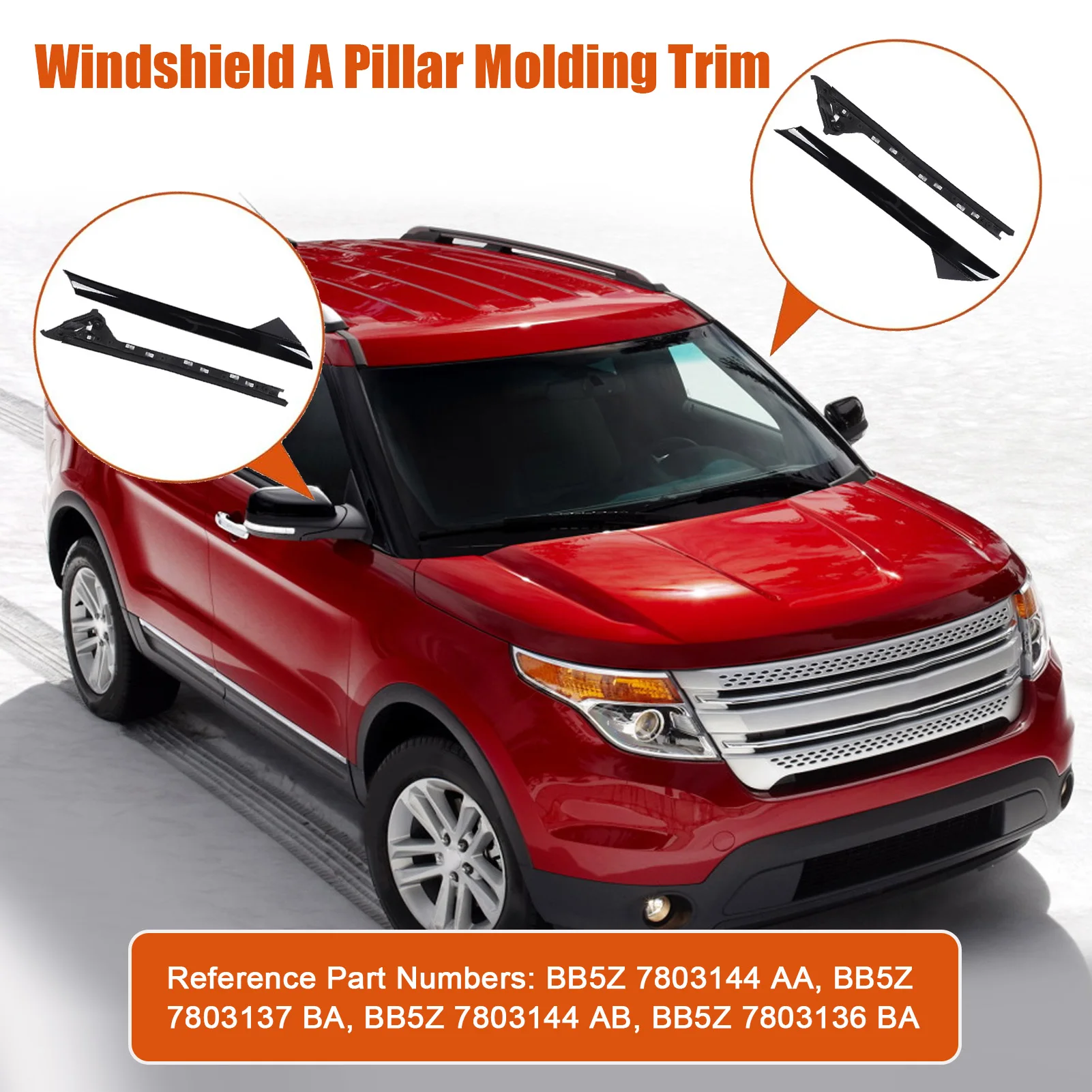 Windshield A Pillar Molding Trim Set BB5Z 7803144 AB Outer Inner Driver and Passenger Side Replacement for Ford Explorer