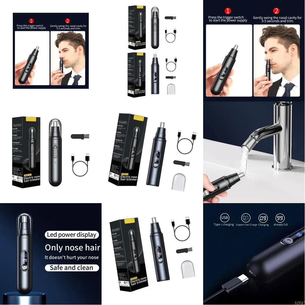 

A0NC USB-зарядка машинки для стрижки волос в носу, защитные лезвия, легкий гаджет для ухода за телом для ежедневного