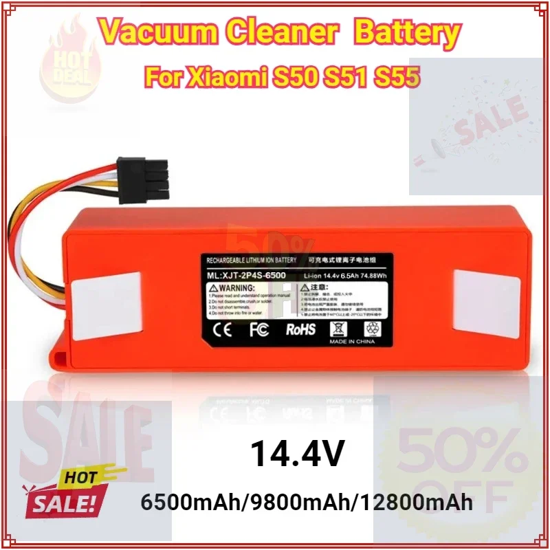 

14.4V 12800mAh Robotic Vacuum Cleaner Replacement Battery for Xiaomi Roborock S55 S65 S60 S50 S51 S5 MAX S6 Parts High Qualty