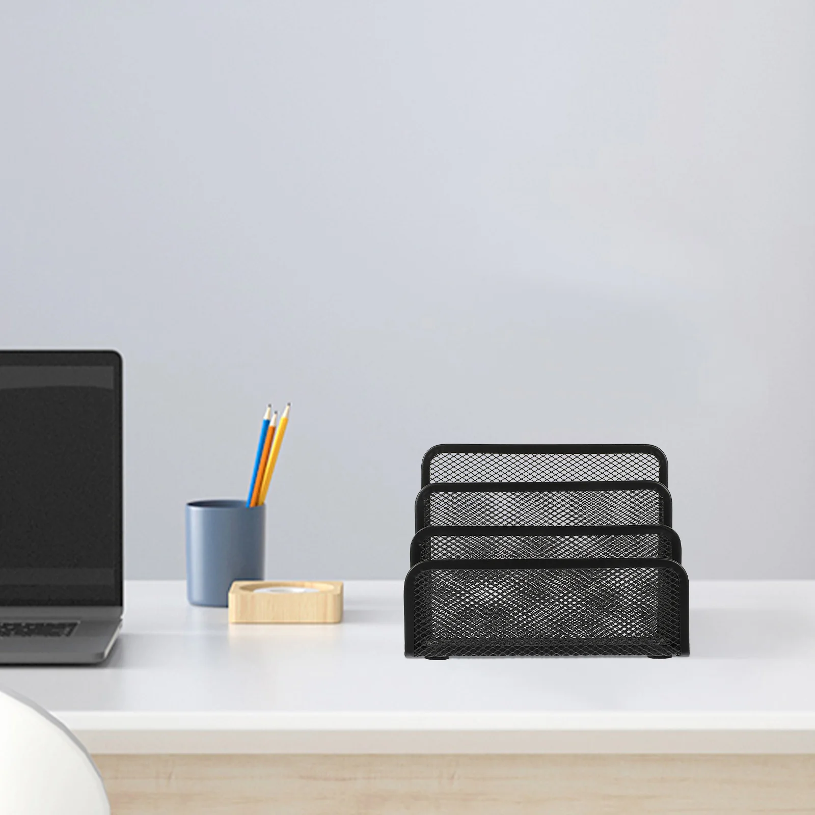 

2Pcs Bookend File Rack with Modern Mesh Design Multi-Layer Document Organizer for Office Home Desktop Iron File Storage Shelves