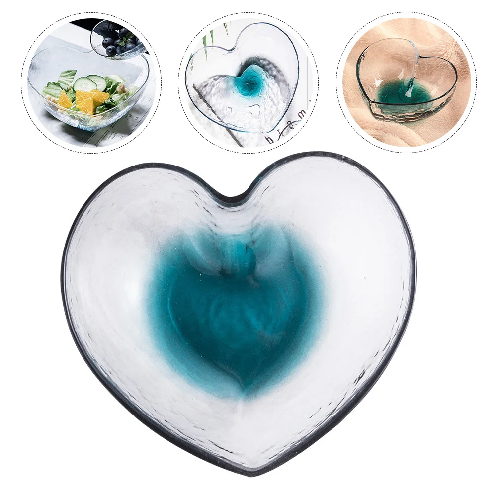 

Heart Shaped Glass Salad Bowl Decorative Serving Bowl Multi-Functional Food Display Household Glass Tableware Nordic