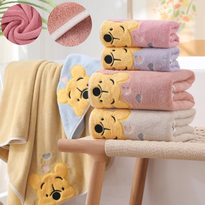 1-5PCS Winnie Bear Towel Bath Towel Set Soft and Absorbent Coral Velvet Bath Towel Home Wash Towel Children\'s Cartoon Bath Towel