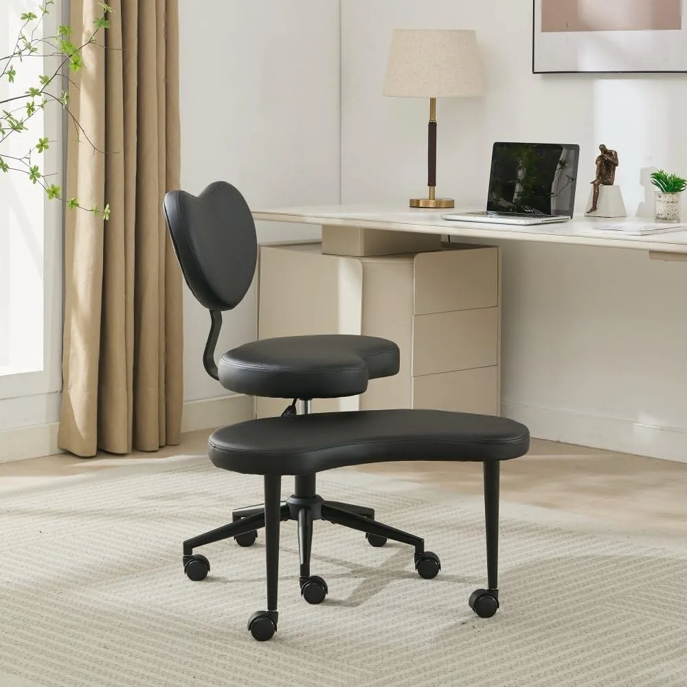 كرسي مريح بأرجل متقاطعة بالإضافة إلى 360 ° كرسي تأمل دوار بعجلات، ارتفاع قابل للتعديل، دعم قطني قوي، منزل أنيق #6