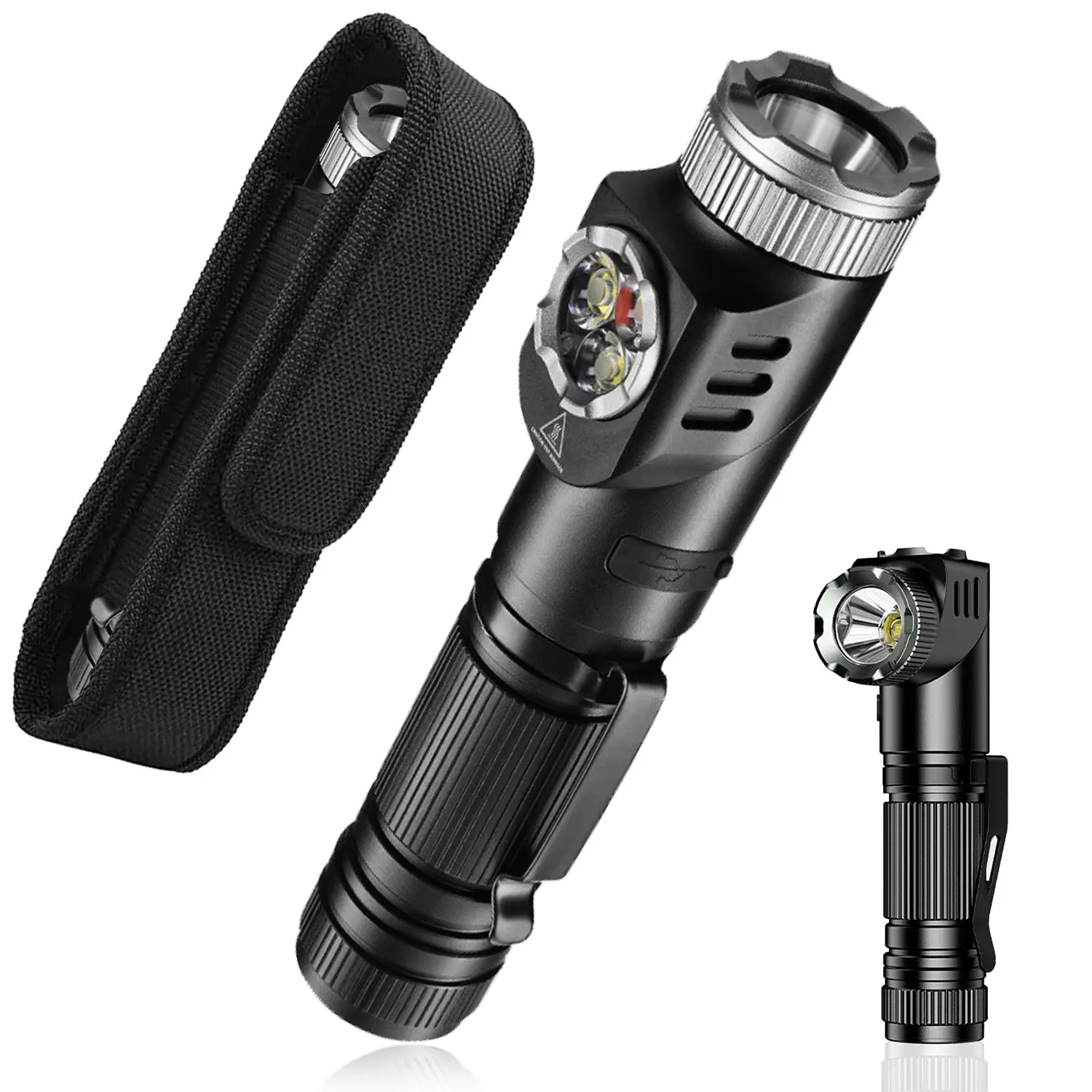 

Pocket Flashlight with Magnetic/pen Clip 1800LM Rechargeable LED Torch 90°Degree Rotation Working Lantern for Job Site&Lighting