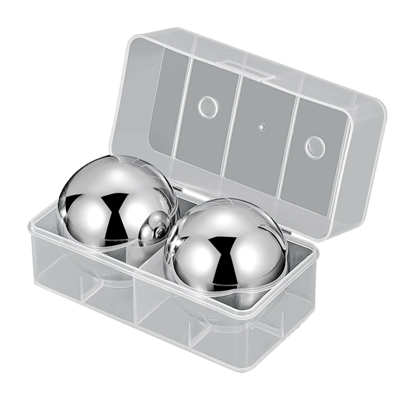 2Pcs Stainless Steel Ice Cubes Ice Tartar Silver Ice Cubes Quick-Freeze Ice Balls Whiskey Round Kitchen Bar Utensils