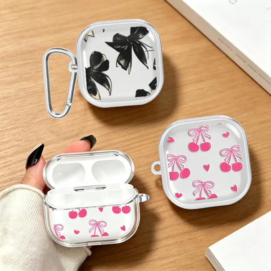 Case For Samsung Galaxy Buds 3 FE 2Pro 2 Live 4 Pro 3Pro 4Pro Clear Earphone Cases Cover With Hook Fruit Motif Print