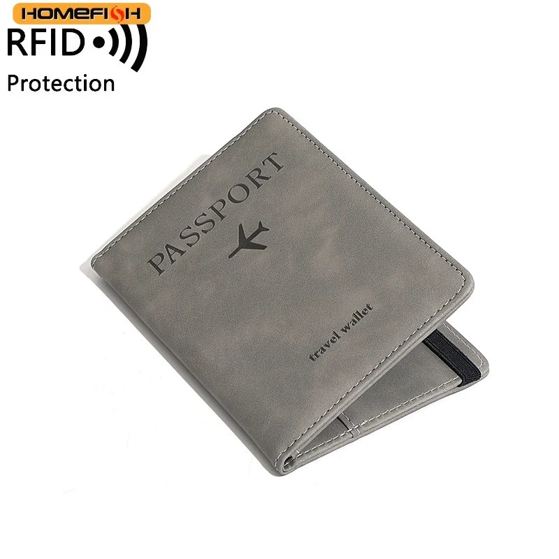 HOMEFISH Women Men RFID Vintage Business Passport Covers Holder Multi-Function ID Bank Card PU Leather Wallet Case Travel Access