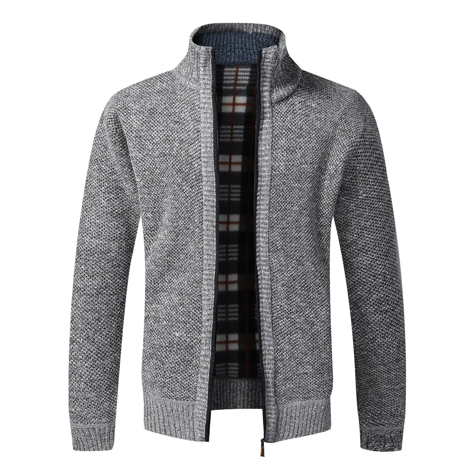 Wysokiej jakości nowa jesienno-zimowa męska kurtka z dzianiny Slim Fit Stand Collar Zipper Jacket Men Solid Cotton Thick Warm Cardigan Men