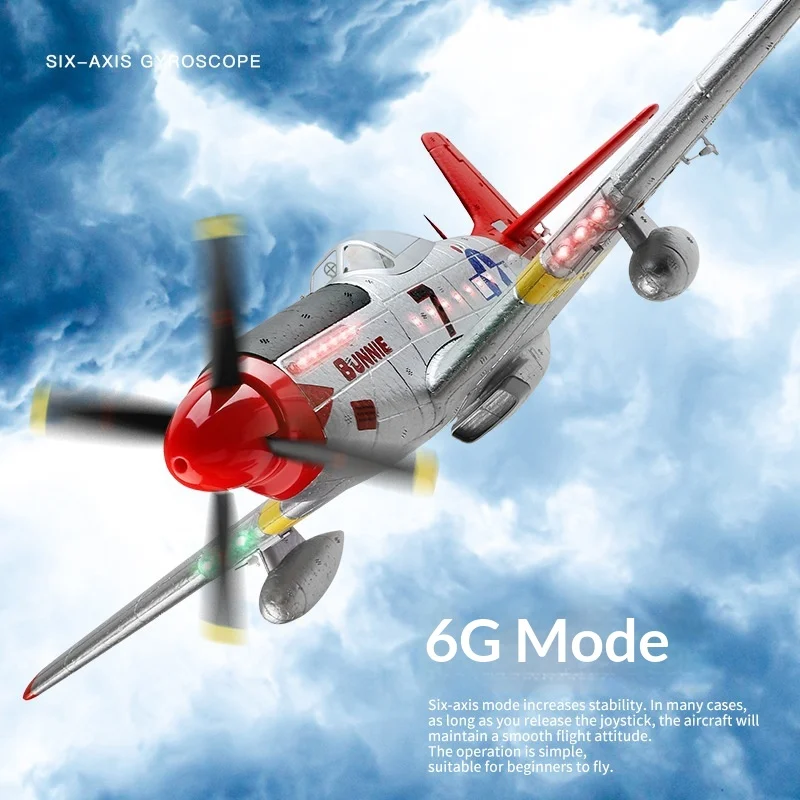 Wltoys A280 P51 Rc Airplane 4ch Fixed Wing Glider With 3d 6g System Led Searchlights Wwii Simulation Plane Model For Hobbyists