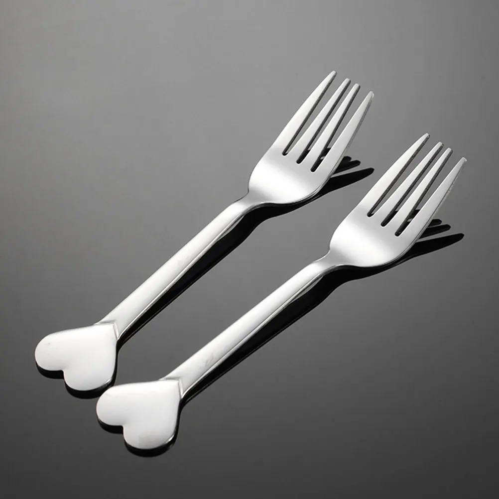 

12Pcs Delicate Dessert Spoon MultiFunction Appetizer Fork Heart Shaped Forks And Spoons Set For Home Restaurant Coffee Shop