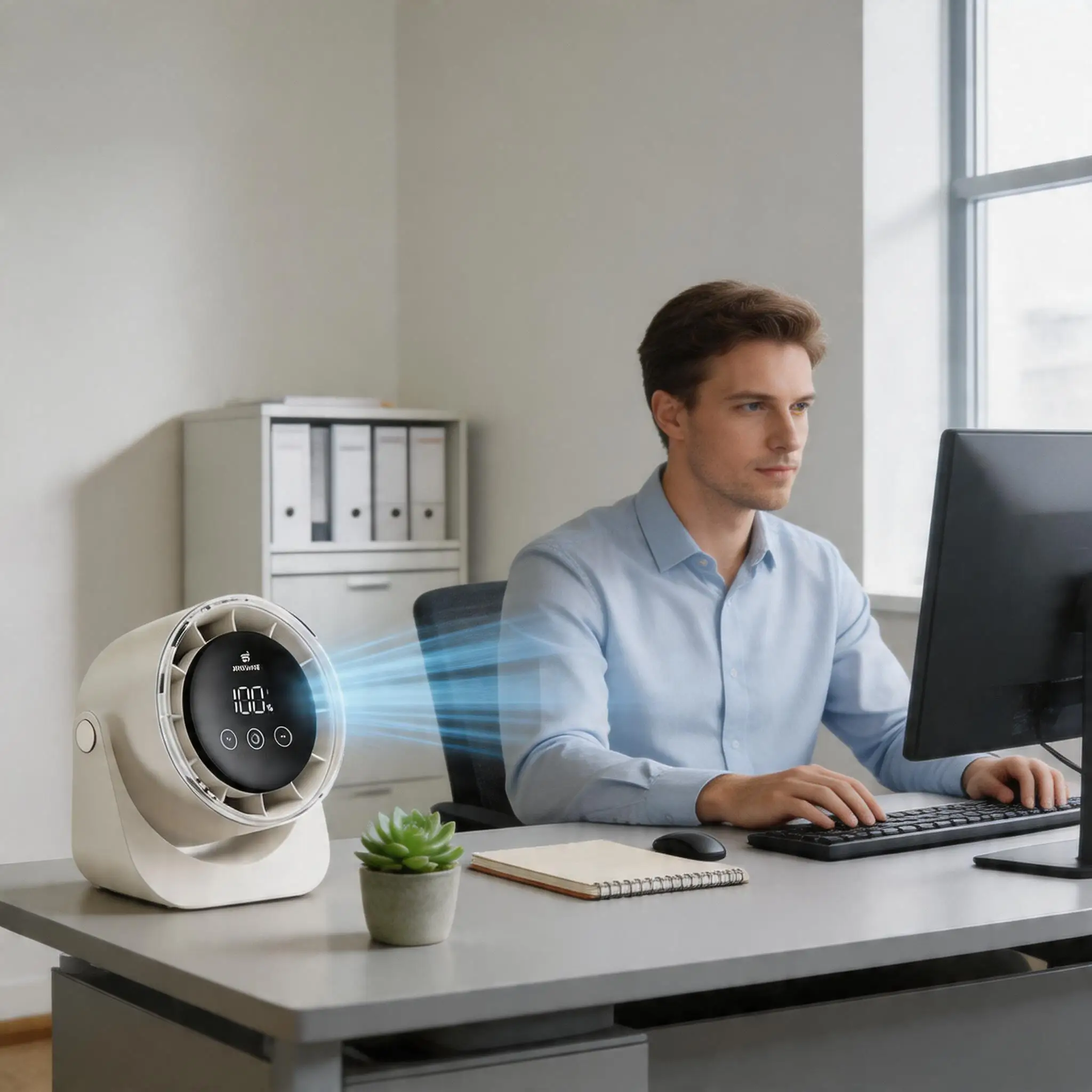 Desk Fan with Battery Operated, Quiet Digital Display Portable Fan for Office, Bedroom, Kitchen, Home, Outdoor, 100 Speeds