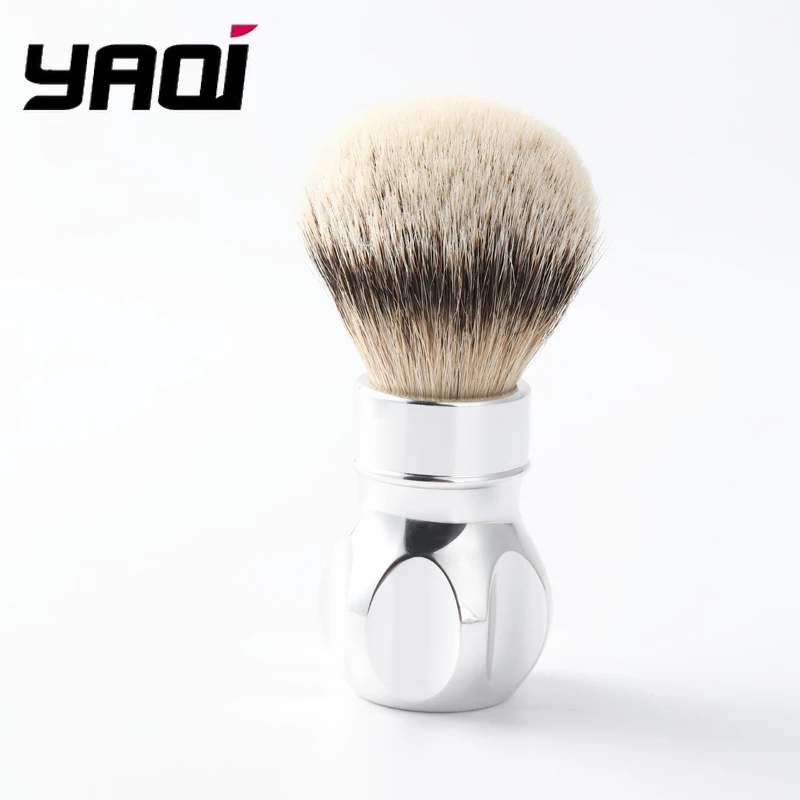 YAQI Minimalism Gemini 24mm Anodized Metal Handle Silvertip Badger Hair Shaving Brush For Mens Porfessional Care Face Tool