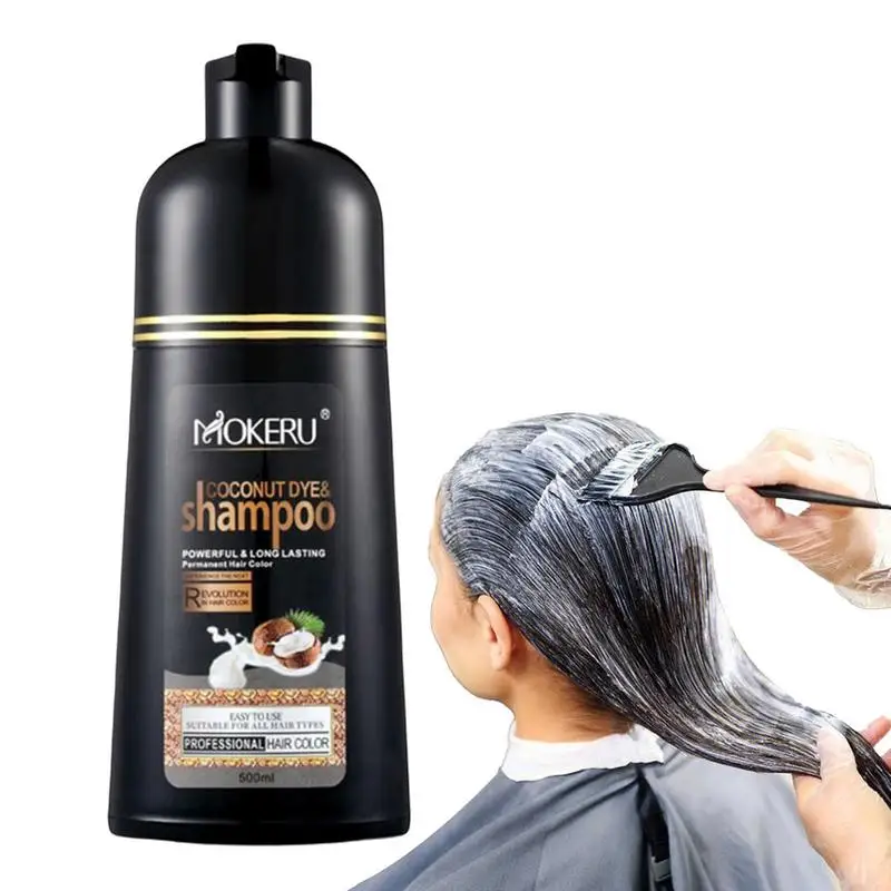 Coconut Black Hair Dye Shampoo Fast Acting Hair Coloring Long Lasting No Fade Color With Non-Stick Scalp Protects Hair Damage