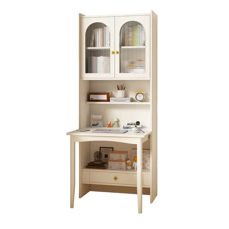 

Folding bookshelf integrated, bedroom one-piece bookcase combination, household cream wind computer desk