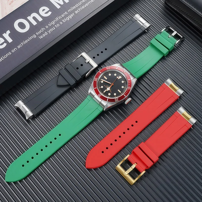 For Tudor Black Bay 1958 Strap Black Gold 39MM Touring Ranger M79360 M79363 GMT Panda Timing Steel End Link Rubber Watch Band