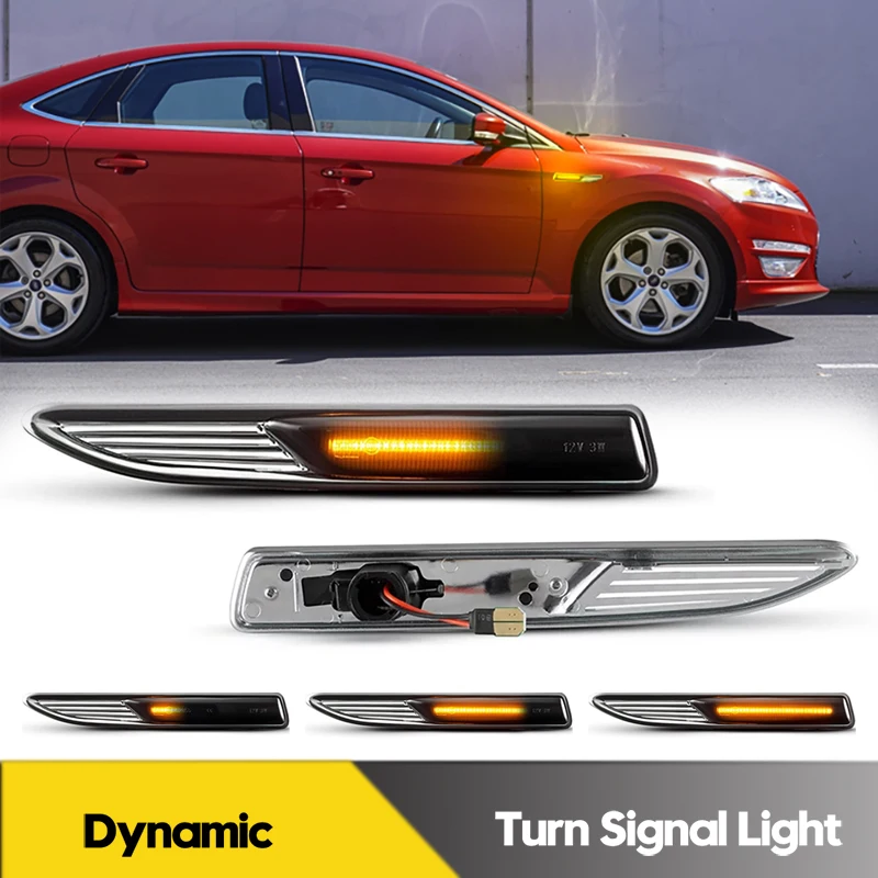 

2Pcs No Error LED Dynamic Side Marker Lights For Ford Mondeo MK4 2007-2015 Car Turn Signal Blinker Lamps Amber Car Accessories