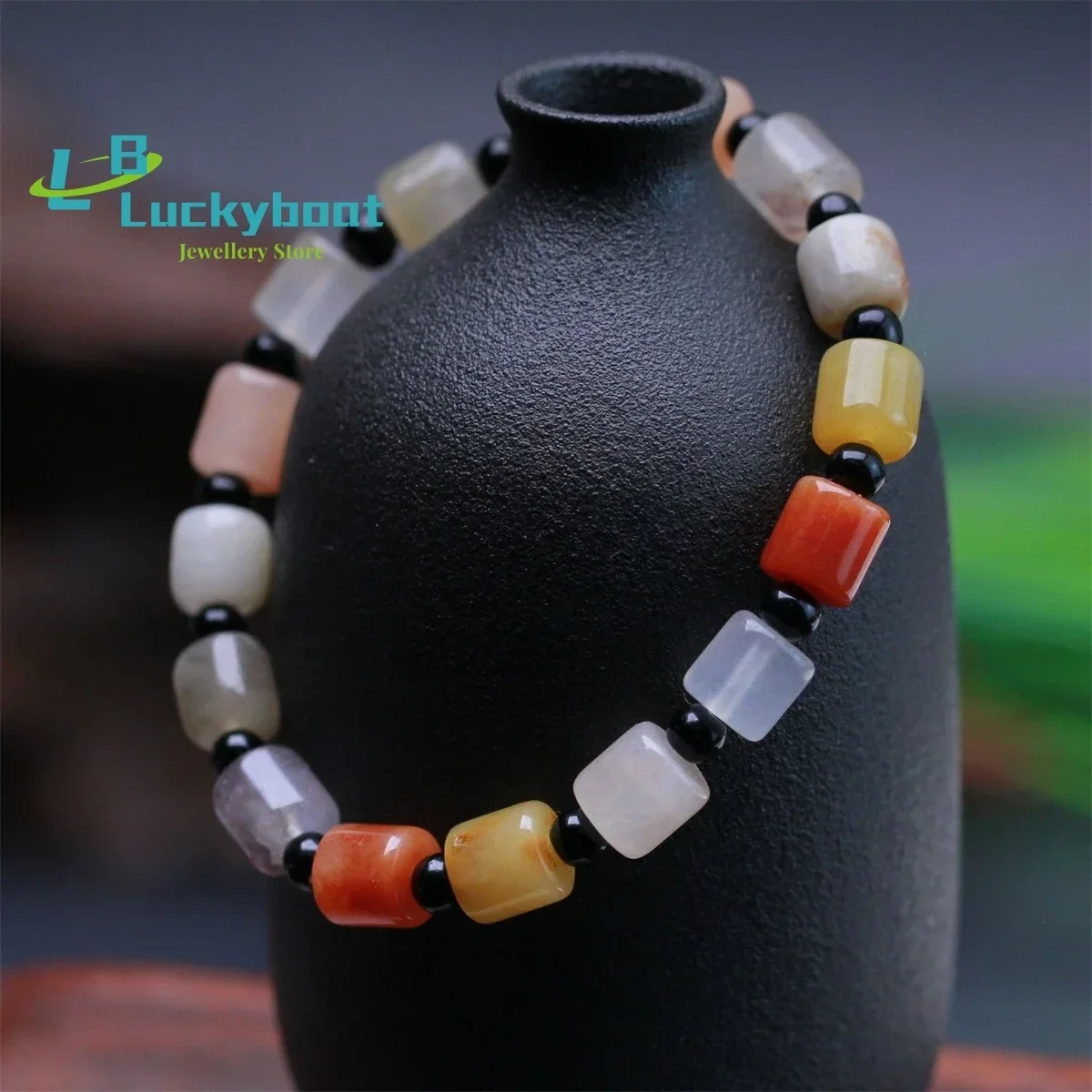 Wholesale Gold Silk Jade Violet Duobao Color Single Loop Bracelet Bucket Beads Men's and Women's Handstring Gifts Exquisite