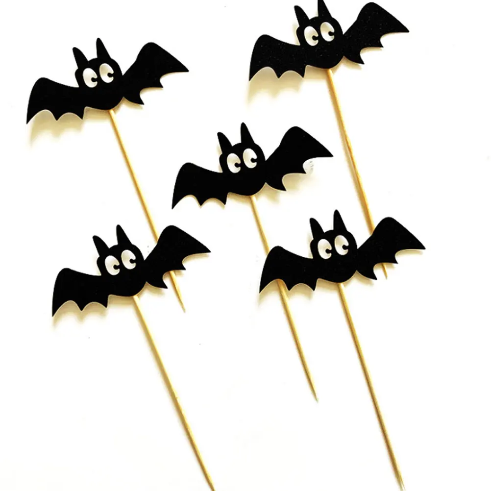

15 Black Bat Shaped Cake Toppers Picks for Party Supplies Decorations Halloween Funny Cake Picks Cupcake Muffin Accessories