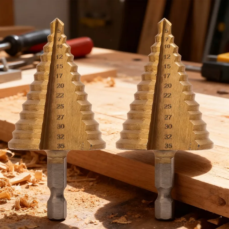 معدن خطوة مثقاب الخشب التيتانيوم المغلفة عالية السرعة الصلب قصيرة طول مثقاب الألومنيوم النحاس البلاستيك الخشب ثقب توسيع الحفر #4