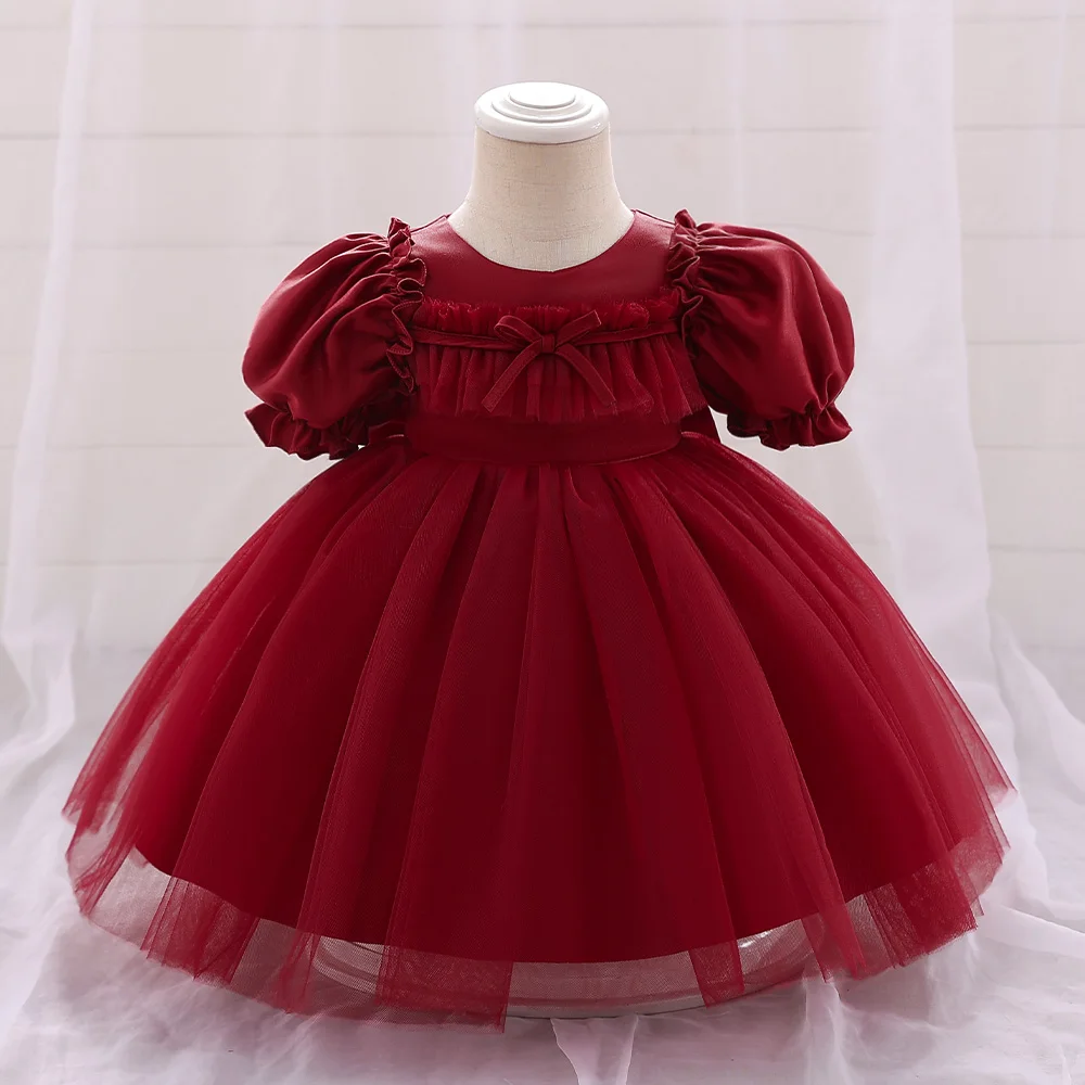 

MQATZ Baby Girl Clothes Sequined Bow Layer 1 Year Kids Tutu Newborn Christening Princess Toddler Birthday Children Summer Dress