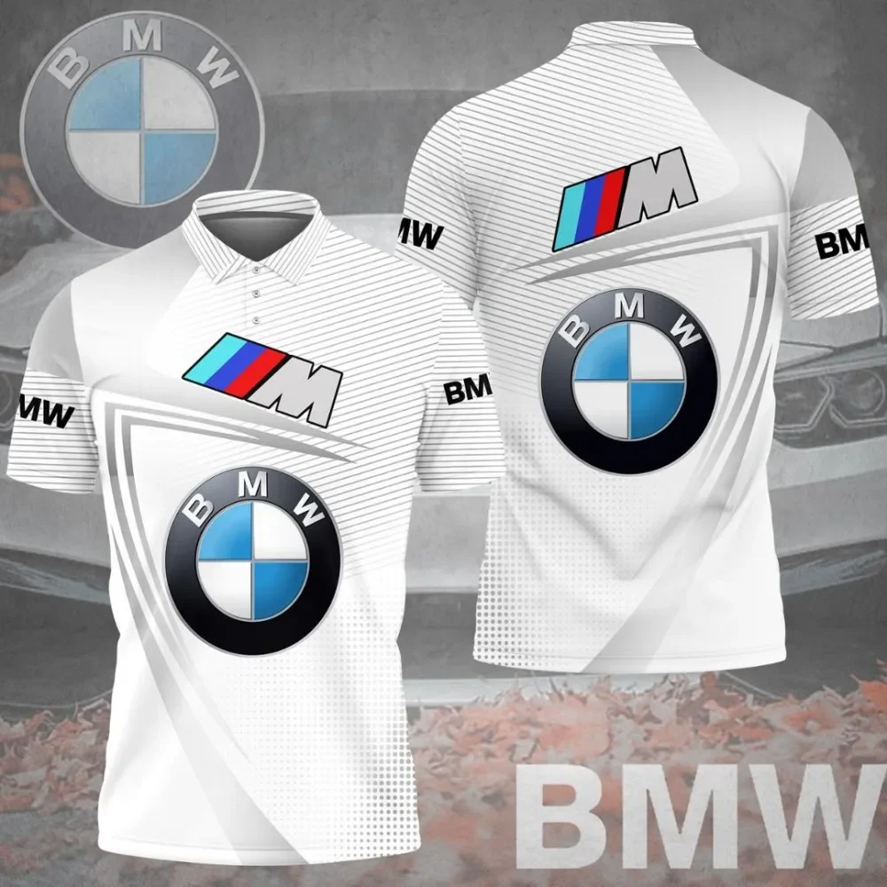 

Trendy 3D Printed Pattern Short Sleeves BMW Motorcycle Riding Sport Tops Casual Comfortable Lightweight Polo Shirt with Buttons