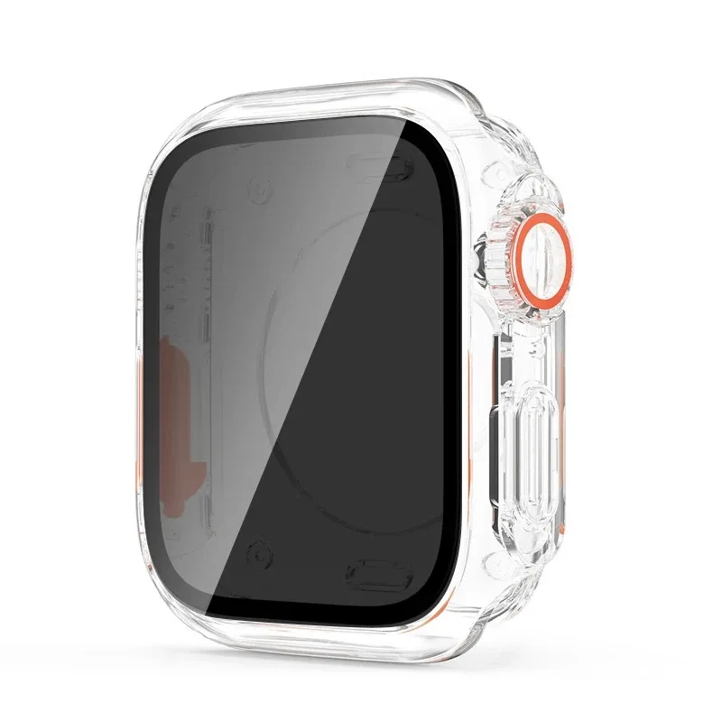 Displayschutzfolie für Apple Watch 46 mm, 44 mm, 45 mm, 40 mm, 41 mm, hartes PC-Gehäuse vorne und hinten, iWatch 10, 9, 8, 7, 6, Wechsel zu Ultra