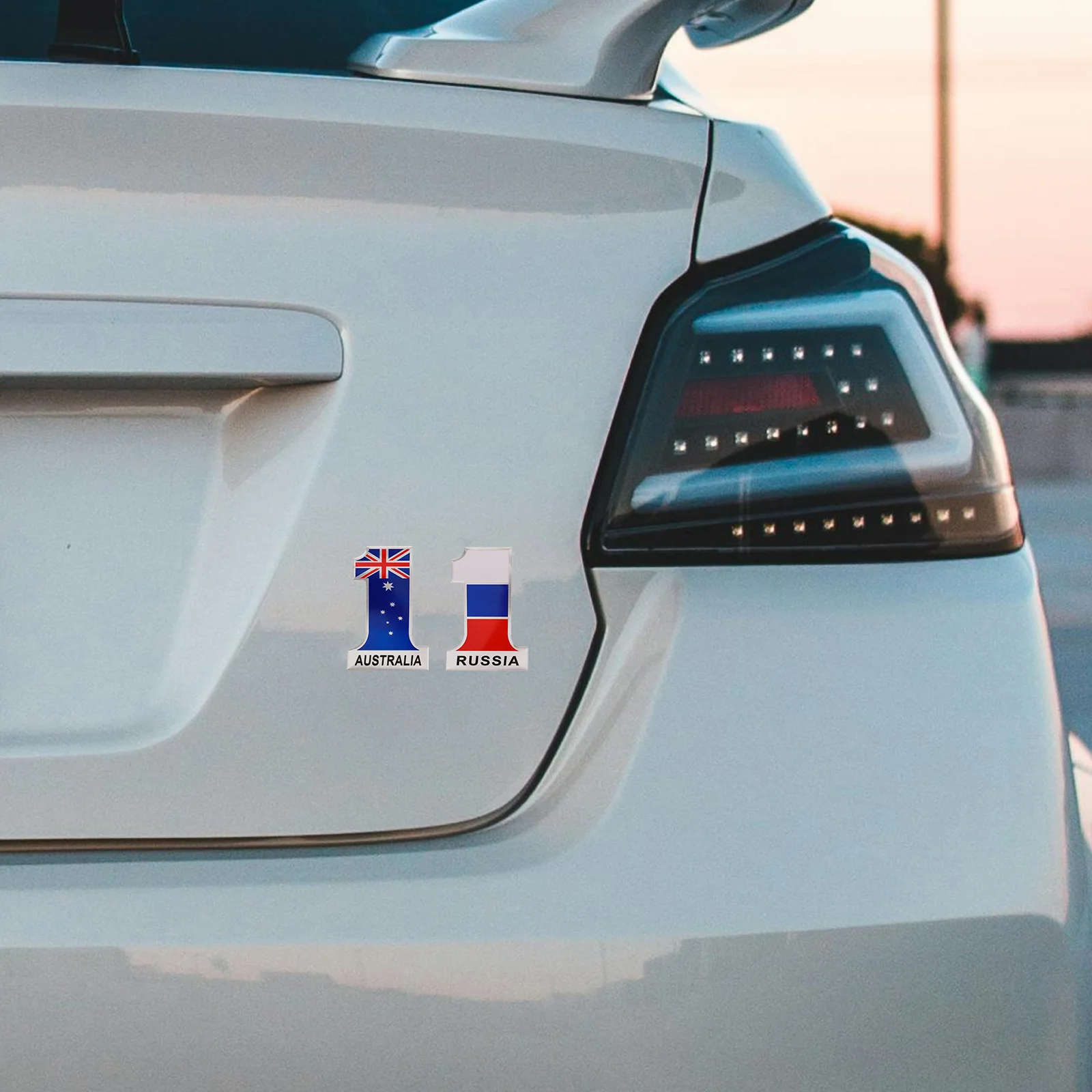 

2pcs Car Stickers Decorative Flags Australian Russian Metal Automotive Truck Decorations Durable Aluminum Alloy Easy Install