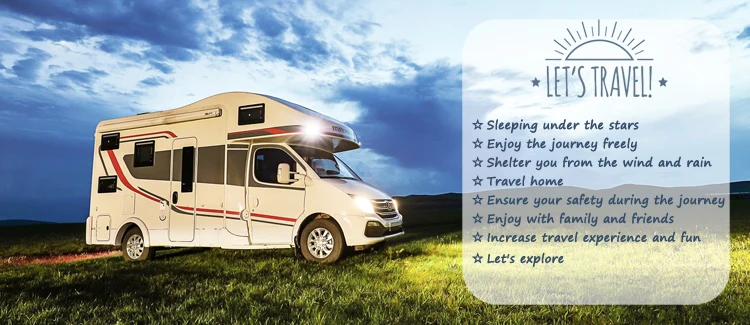 فتحة سقف شفافة قابلة للفتح ومقاومة للأشعة فوق البنفسجية مثبتة على الجزء العلوي من السيارة لأجزاء جسم RV