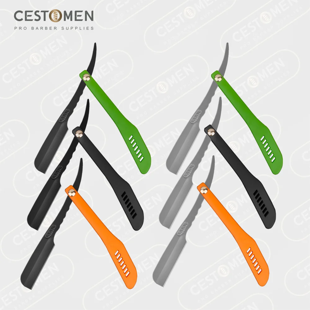 

CestoMen New Handle Professional Straight Blade Edge Folding Hair Knife Custom Barber Razors Eco Friendly Shaving Razors For Men