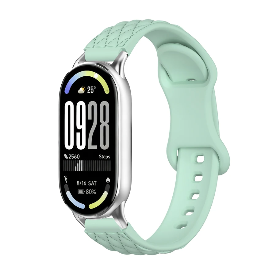 Siliconen bandje voor Xiaomi Band 8 9 10 NFC armband polsbandje 3D diamantpatroon polsband voor Mi Band 10 9 8 accessoires