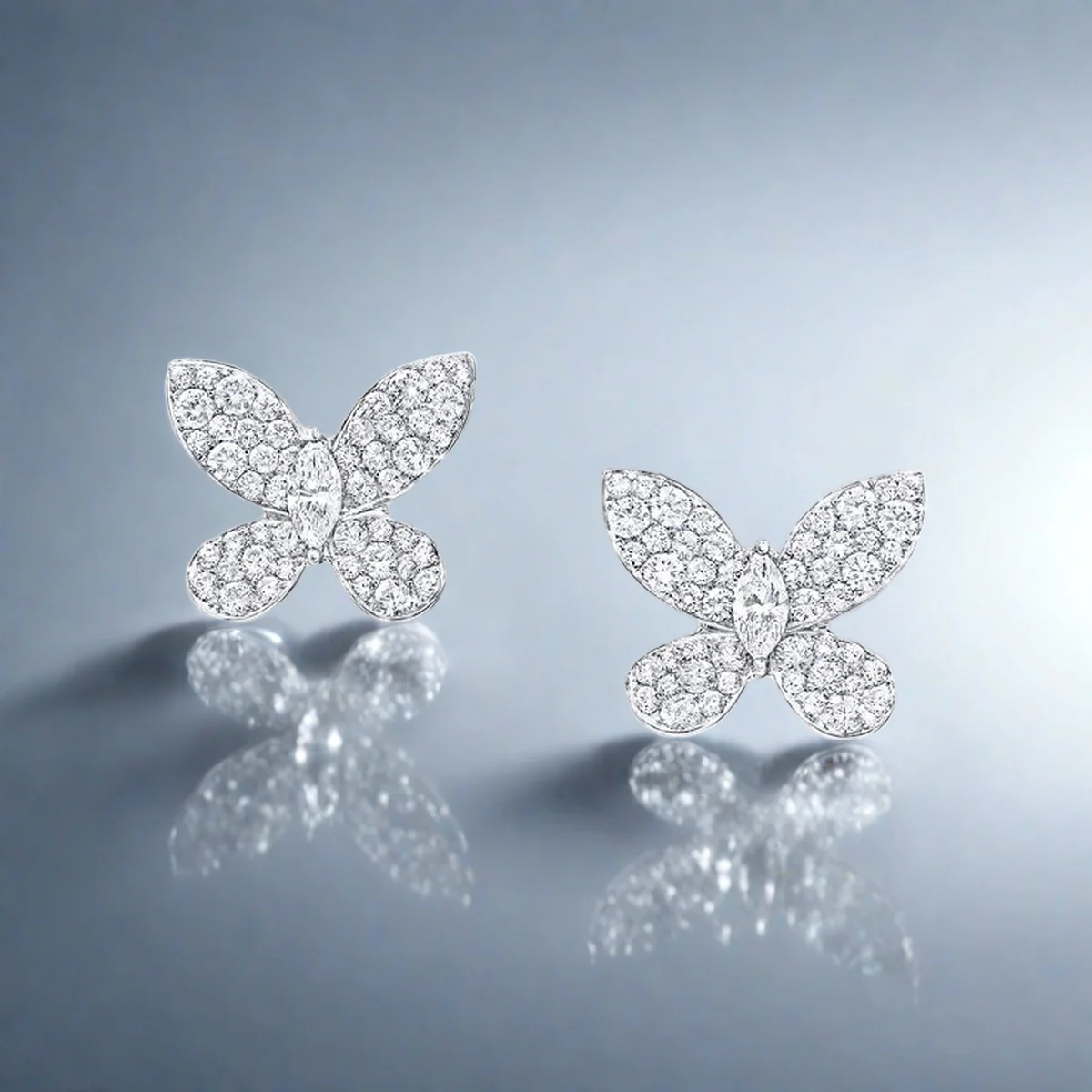 

Butterfly wings floating light butterfly diamond studded earrings s925 fairy light luxury birthday gift temperament fairy style
