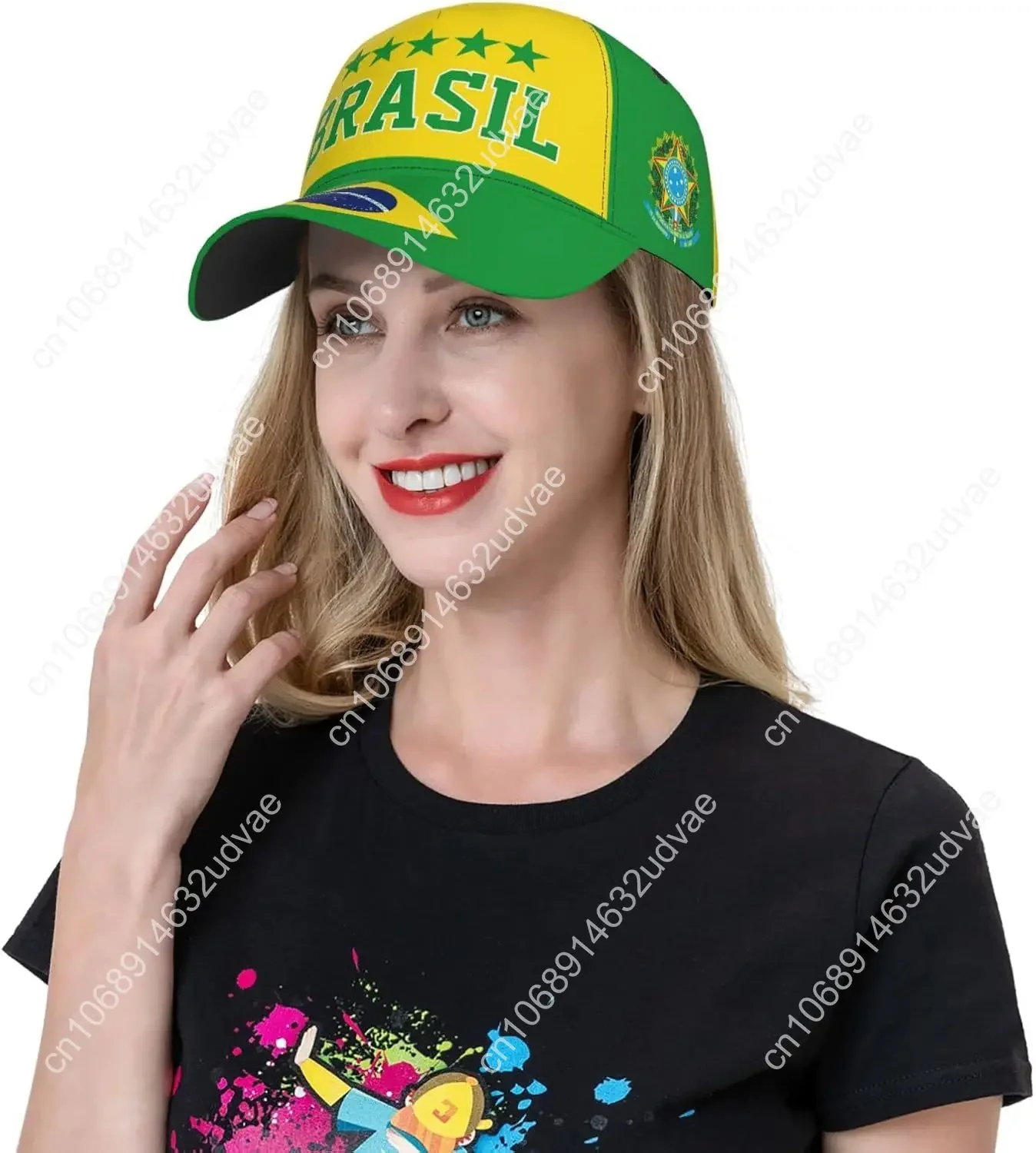 Brazil Flag Brazilian 5 Stars Brasil Baseball Cap Full Print Adult Men Hat Patriotism Supporter Soccer Caps Black