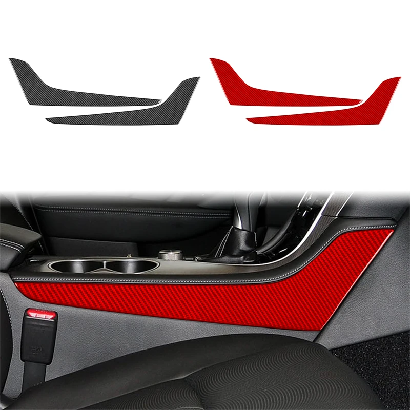 Real Soft Carbon Fiber Car Accessories Gear Shift Side Panel Modified Interior Trim Cover Sticker For Infiniti Q50 2014-2020