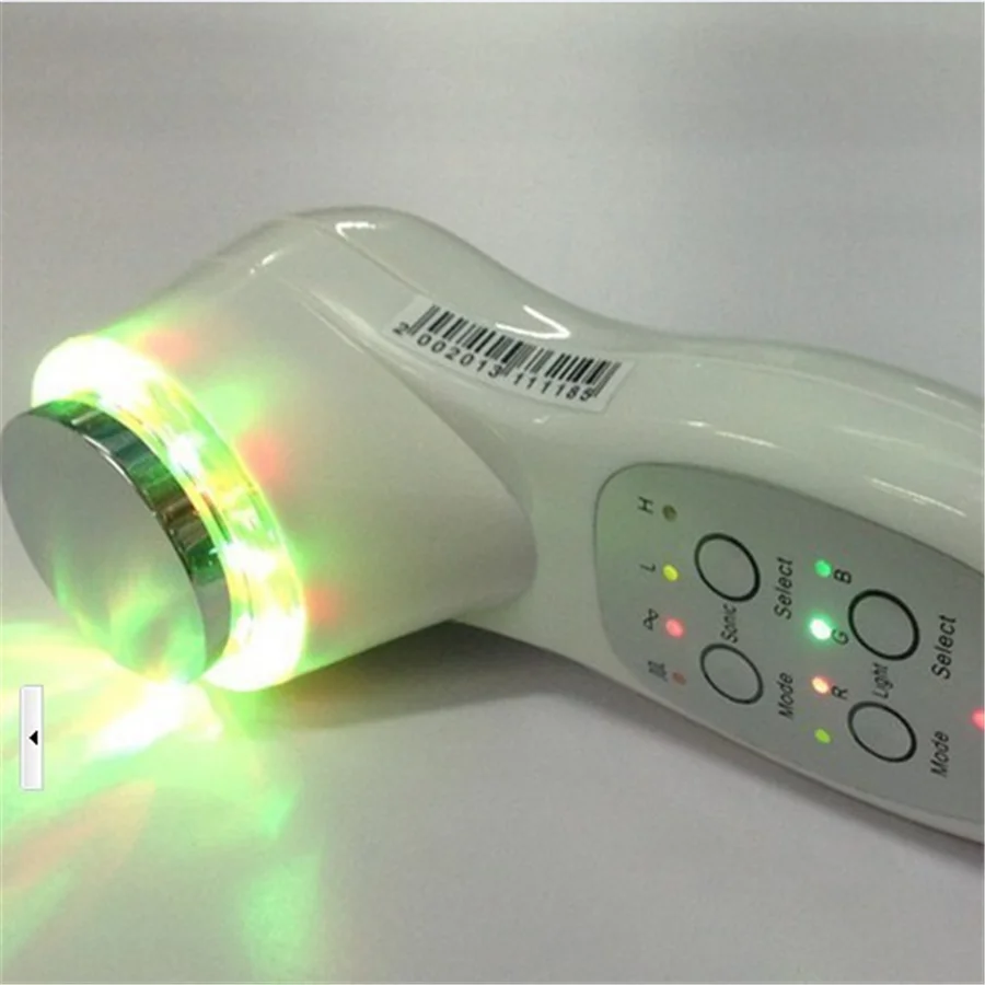 Portátil ultrasónico 7 luces LED de rejuvenecimiento de fotones eliminador de arrugas masajeador de belleza facial cuidado de Estiramiento facial sónico limpiador de la piel