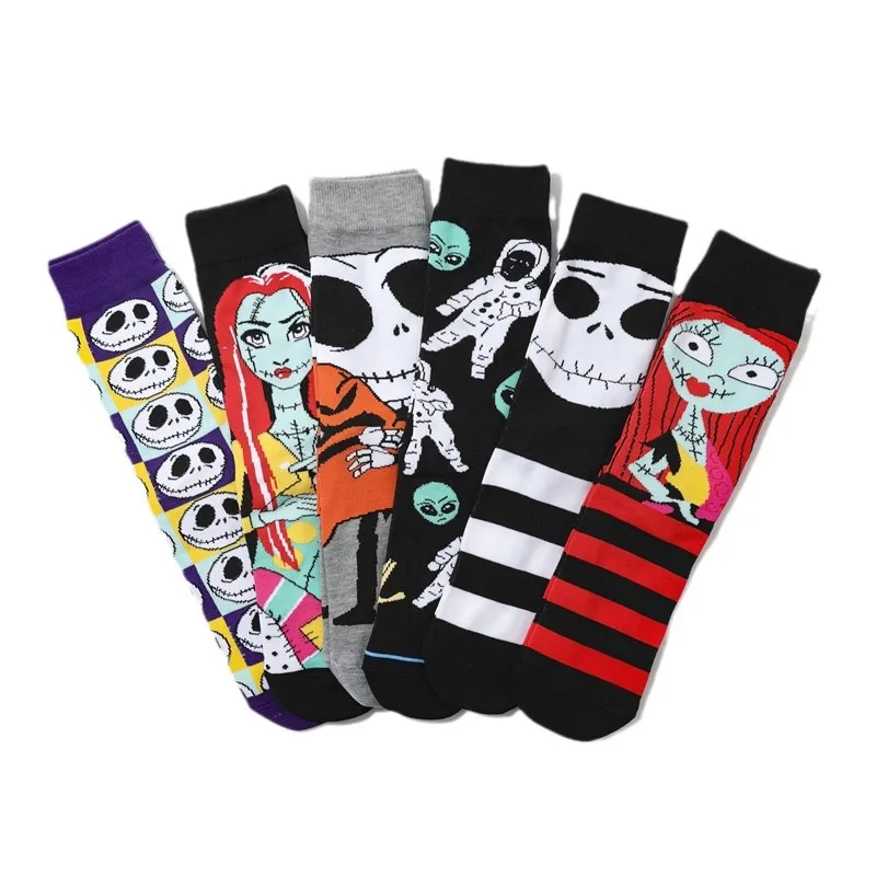 Hot Disney Film The Nightmare Before Christmas Peripheral Series of Mid-tube Cotton Socks Unisex Trendy Comfort Halloween Gift