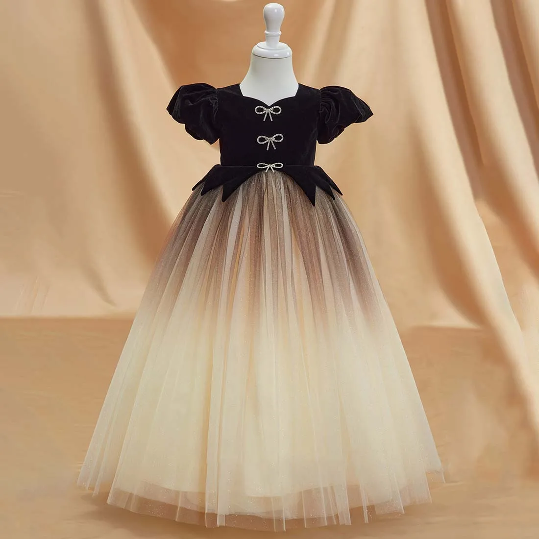 YZYmanualroom Tulle Velvet Flower Girl Dress Ball-Gown/Princess Sweetheart Floor-Length 2-15T