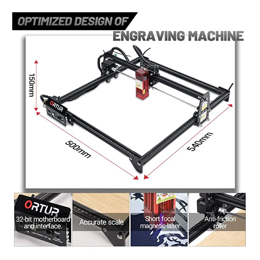 Ortur-Máquina de Corte Gravação a Laser, Gravador a Laser, Cortador, Rolo rotativo, Mesa DIY, CNC, Metal, Couro, Carpintaria, Mestre 2, S2