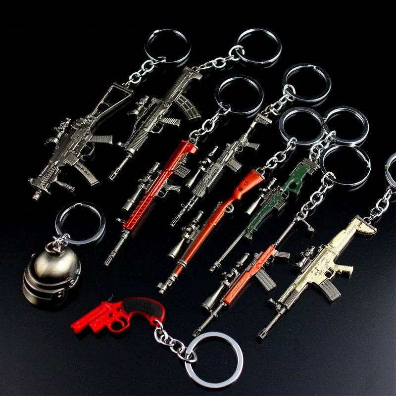 Hot Game Keychain Jewelry Weapon Model Metal Pendant Key Chain Bag Car Key Holders Gift For Kids Men