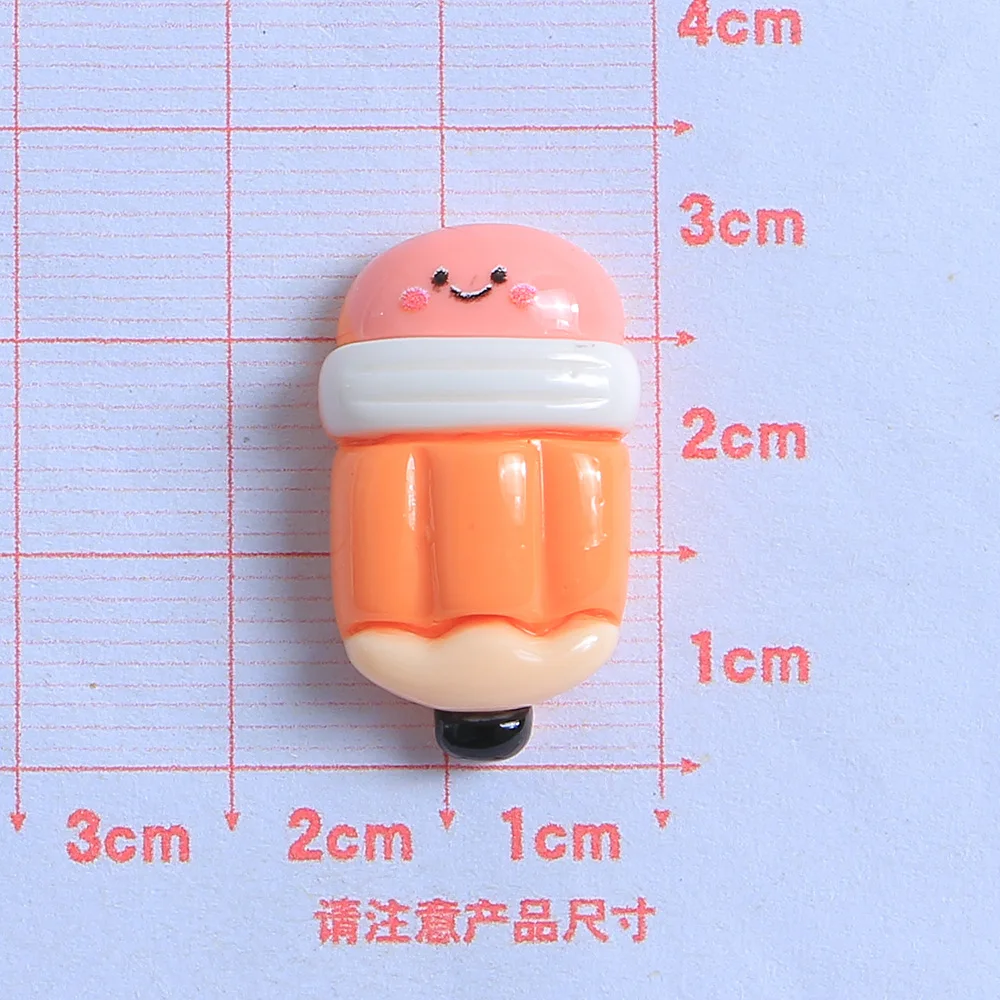 100pcs Kawaii Flatback Resin Cartoon Stationery Rubber Pencil School Bag Crafts Cabochons Accessories DIY Scrapbook Decoration