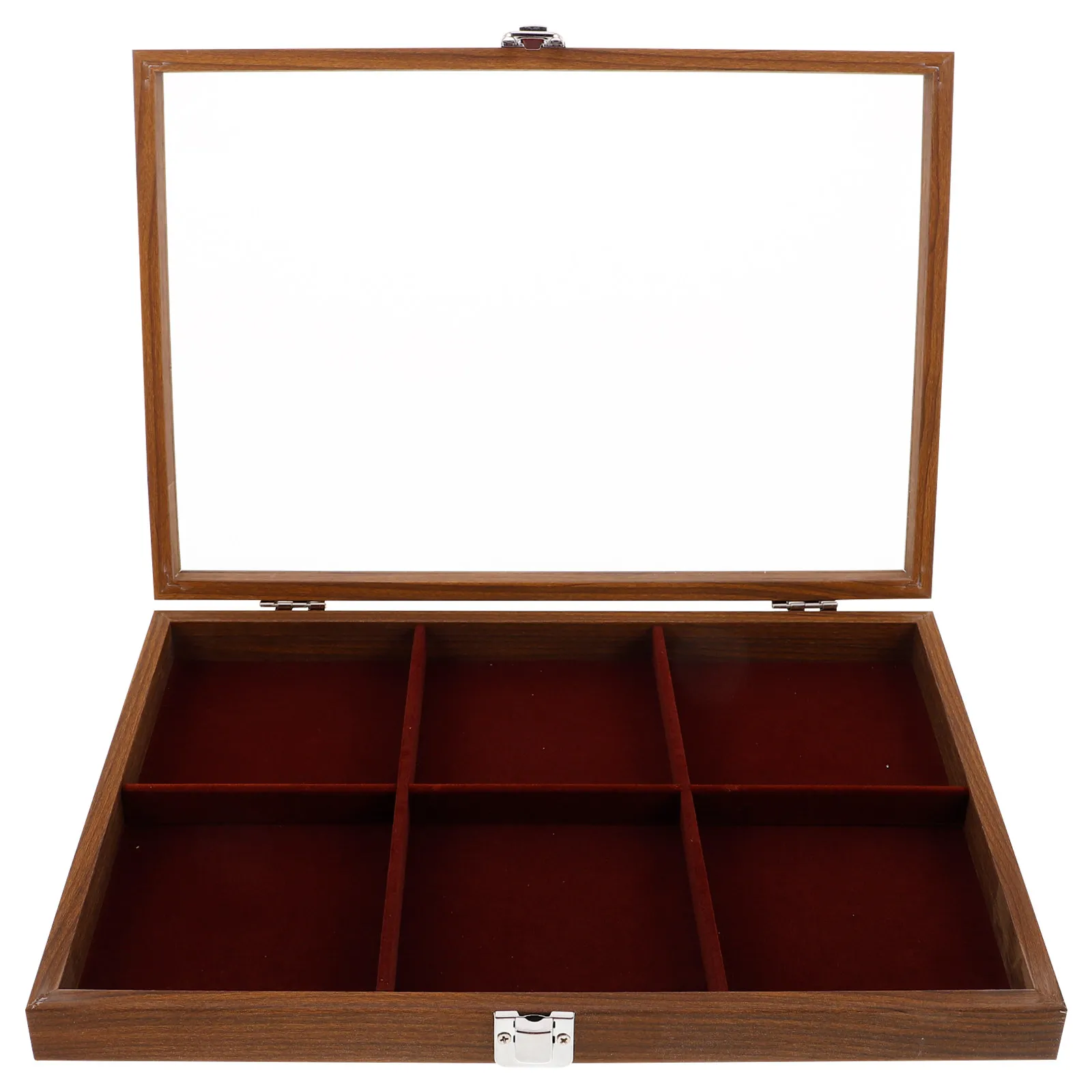 

Деревянная шкатулка для украшений с 6 отделениями, органайзер для колец, серег, ожерелий, браслетов, винтажный стильный футляр для хранения и демонстрации