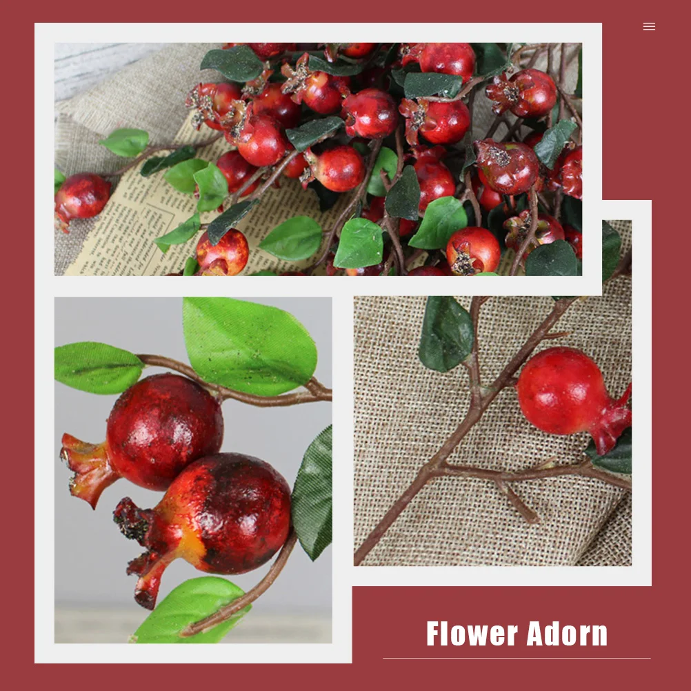 

2pcs Simulation Decor Adorn Multi-Level Simulation Bouquet Adorn Fake Flower For Office Wall Decoration Rosehip Bouquet