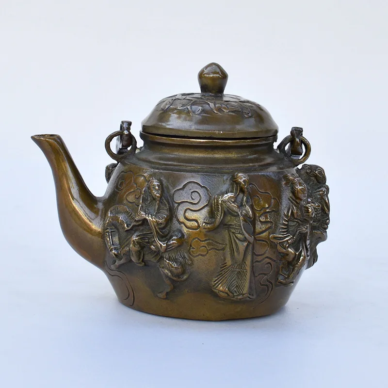 

Pure Copper Antique Teapot Gift Bronze Statue Metal Crafts Eight Fairy Pot Home Office Decoration Desktop Decoration Wholesale