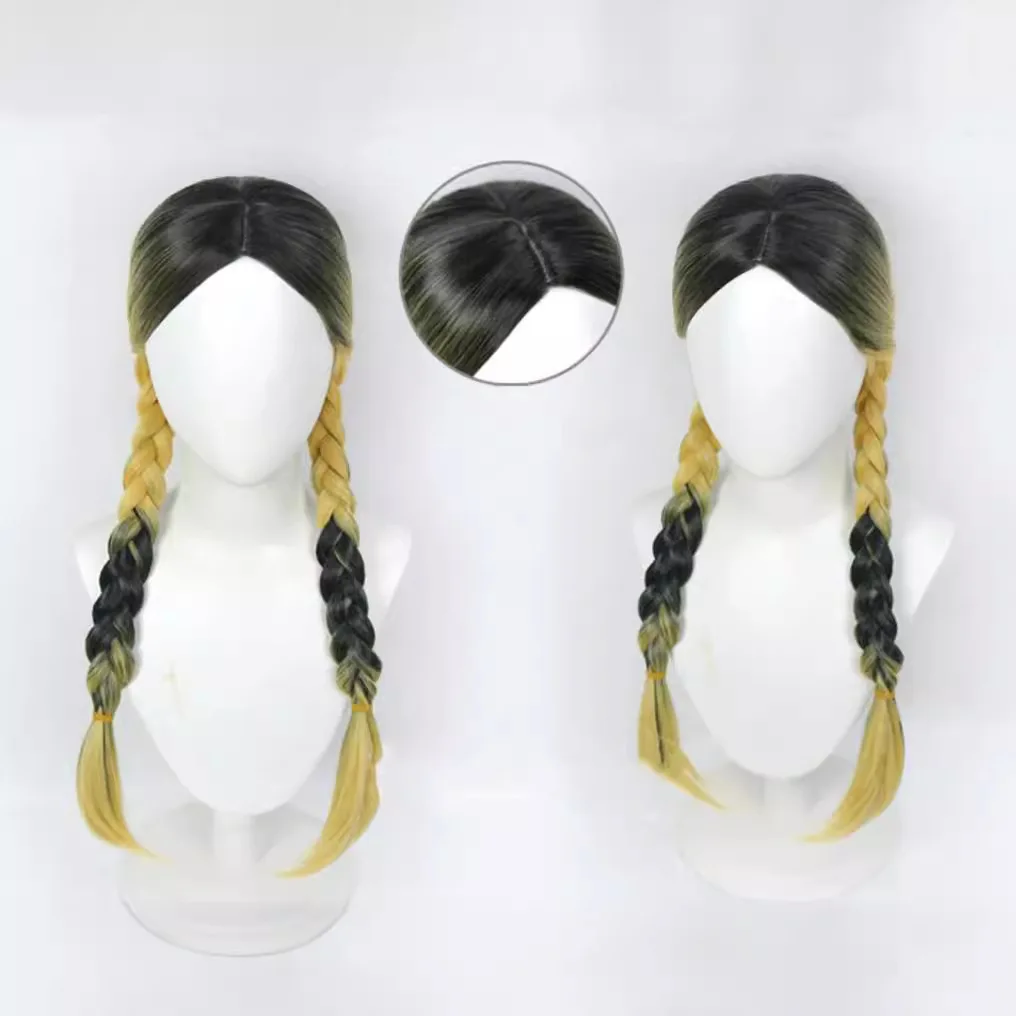 Tokyo Swastika Avenger Tenzan Renge Kurotani Renge Cosplay Wig, Liangse Color, Layered, High-temperature Silk