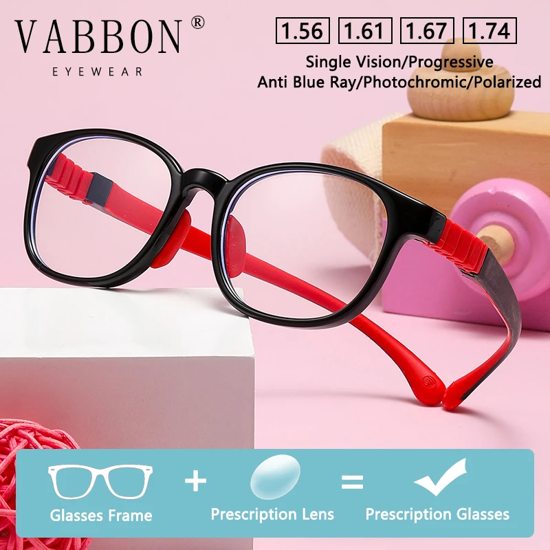 

Vabbon популярные детские очки с защитой от синего света, индивидуальные очки по рецепту Tr, силиконовые молодежные очки для близорукости, сверхлегкие фотохромные очки Trd-29