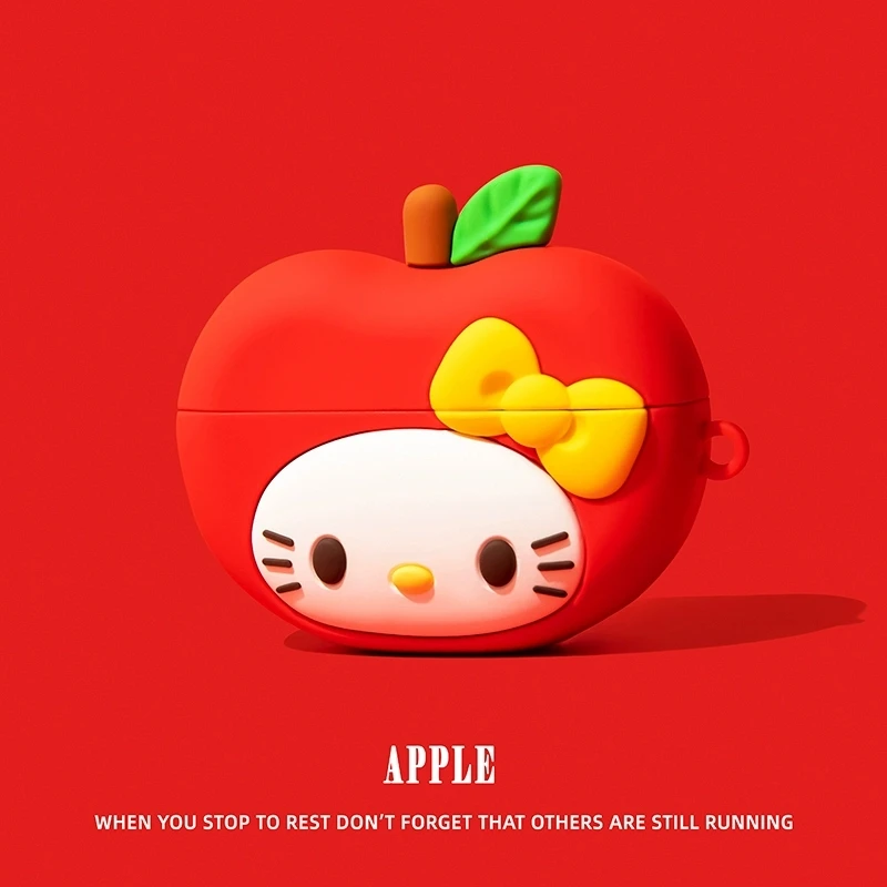 Red Apple Hello Kitty For Airpods 3 4 Pro Pro 2 Pro 3 Silicone Earphone Case Accessories Cover
