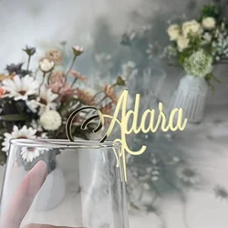 Personalised Name Drink Tags Wedding Acrylic Place Name Card for Glass Champagne Drink Topper Glass Marker Wine Charm